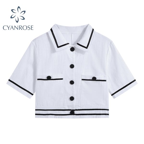 white cardigan shirts lapel elegant short sleeve preppy style crop blouses female streetwear harajuku fashion blusas 210430
white cardigan shirts lapel elegant short sleeve preppy style crop blouses female streetwear harajuku fashion blusas 210430