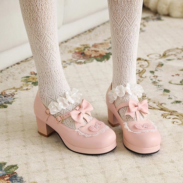 dress shoes autumn 2021 ladies heels platform cute bow lace princess mary jane lolita party high heel buckle women pumps pink, Black 
dress shoes autumn 2021 ladies heels platform cute bow lace princess mary jane lolita party high heel buckle women pumps pink, Black