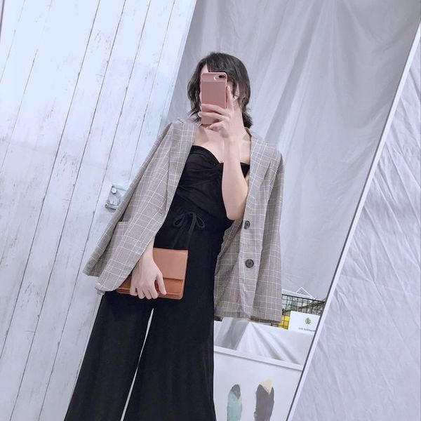 women's suits & blazers 2021 spring and autumn blazer fashion lattice loose casual suit temperament single-breasted tide brand qq301, White;black
women's suits & blazers 2021 spring and autumn blazer fashion lattice loose casual suit temperament single-breasted tide brand qq301, White;black