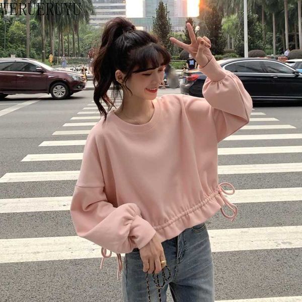 werueruyu women drawstring long-sleeved sweatershirt t-shirt fashionable loose o-neck design sense 210608, White;black
werueruyu women drawstring long-sleeved sweatershirt t-shirt fashionable loose o-neck design sense 210608, White;black