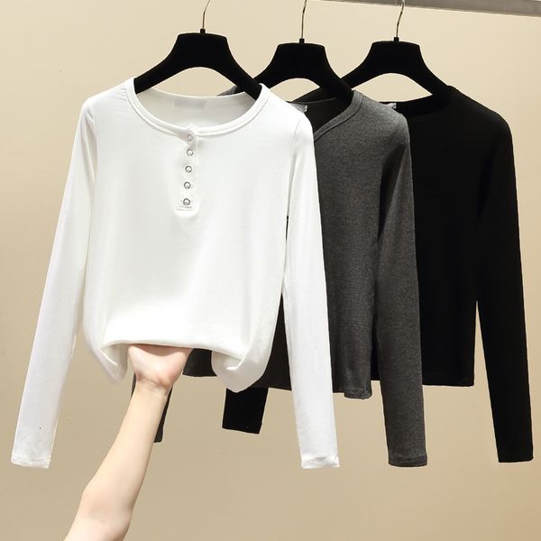 women's sweaters autumn t shirt of women button t feminine sleeve long cotton korean femme black gray zmil, White;black
women's sweaters autumn t shirt of women button t feminine sleeve long cotton korean femme black gray zmil, White;black