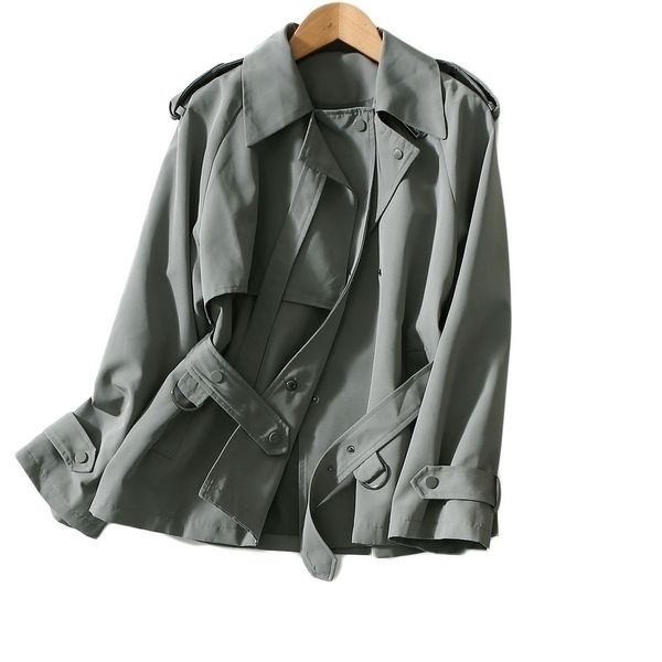 2021 new spring and autumn short casual fashion loose lace up thin commuter trench coat women, Black
2021 new spring and autumn short casual fashion loose lace up thin commuter trench coat women, Black