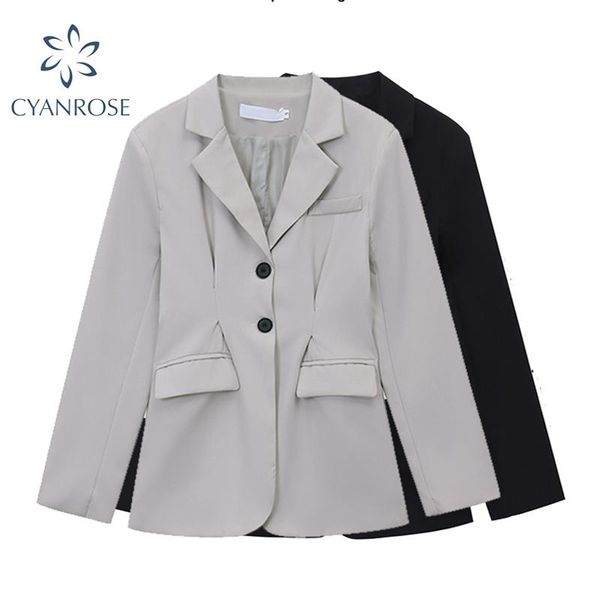 fashion blazer jacket women casual pockets 2021 autumn long sleeve office wear solid loose female outerwear elegant ladies coat women's, White;black
fashion blazer jacket women casual pockets 2021 autumn long sleeve office wear solid loose female outerwear elegant ladies coat women's, White;black