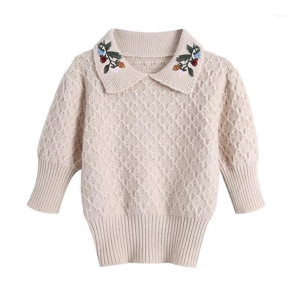 katara fashion turn down collar sweaters women elegant embroidery sweater half sleeve pullover short ladies1, White;black
katara fashion turn down collar sweaters women elegant embroidery sweater half sleeve pullover short ladies1, White;black