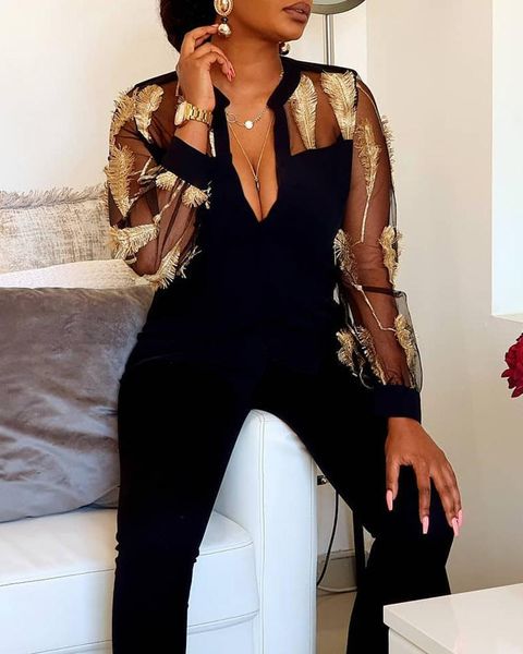 women's jumpsuits & rompers solid color feather embroidery streetwear women sheer mesh insert plunge jumpsuit, Black;white
women's jumpsuits & rompers solid color feather embroidery streetwear women sheer mesh insert plunge jumpsuit, Black;white