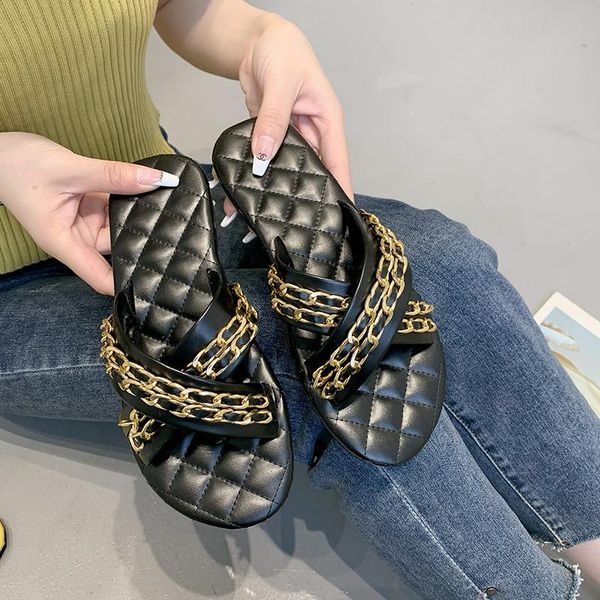 slippers metal net red korean chain female summer 2021 fashion casual wild fairy style sandals and shoes, Black
slippers metal net red korean chain female summer 2021 fashion casual wild fairy style sandals and shoes, Black