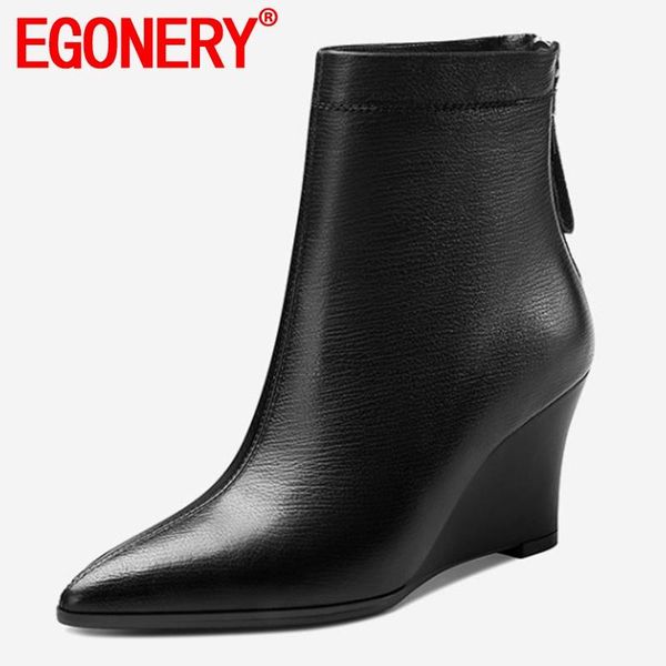 boots egonery women winter fashion style slope heel leisure genuine leather pointed toe concise ventilation mature soft warm, Black
boots egonery women winter fashion style slope heel leisure genuine leather pointed toe concise ventilation mature soft warm, Black