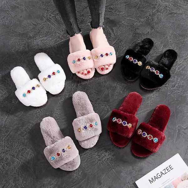 slippers colorful rhinestone furry flats cute home shoes woman comfy warm anti-skid cotton slides winter femme indoor flip flops, Black
slippers colorful rhinestone furry flats cute home shoes woman comfy warm anti-skid cotton slides winter femme indoor flip flops, Black