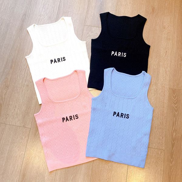 fashion letter solid color camis comfortable elastic knitted vest women spring summer outdoor knitting tees, White
fashion letter solid color camis comfortable elastic knitted vest women spring summer outdoor knitting tees, White