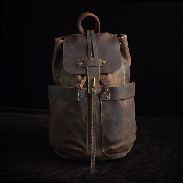 backpack vintage crazy horse leather all genuine cow high-capacity bucket cover string opening knapsack
backpack vintage crazy horse leather all genuine cow high-capacity bucket cover string opening knapsack