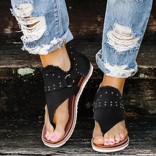 women sandals round toe zipper studded solid color ladies thong summer fashion flip flops beach casual female footwear, Black
women sandals round toe zipper studded solid color ladies thong summer fashion flip flops beach casual female footwear, Black