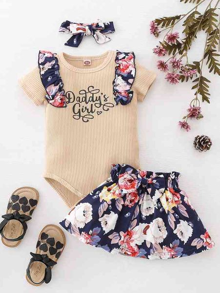 baby letter graphic ruffle trim bodysuit & floral print paperbag waist skirt with headband she, White
baby letter graphic ruffle trim bodysuit & floral print paperbag waist skirt with headband she, White