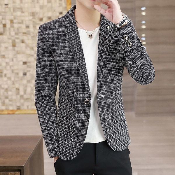 men's suits & blazers 2021 spring and autumn fashion season casual suit jacket plaid single small, White;black
men's suits & blazers 2021 spring and autumn fashion season casual suit jacket plaid single small, White;black