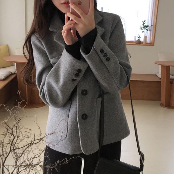 women's wool & blends woman autumn winter short cashmere coat female woolen jacket overcoat outwear casaco feminino, Black
women's wool & blends woman autumn winter short cashmere coat female woolen jacket overcoat outwear casaco feminino, Black