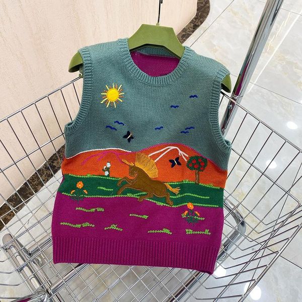 women's sweaters horse embroidery landscape pattern knit sweater vest women o-neck wool sleeveless soft fashion gilet lady, White;black
women's sweaters horse embroidery landscape pattern knit sweater vest women o-neck wool sleeveless soft fashion gilet lady, White;black
