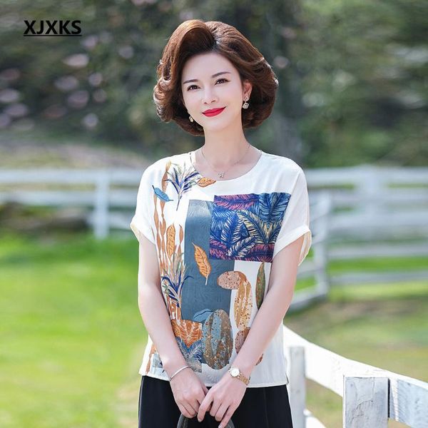 women's t-shirt xjxks 2021 summer round neck short sleeve women loose plus size fashion printing casual chiffon, White
women's t-shirt xjxks 2021 summer round neck short sleeve women loose plus size fashion printing casual chiffon, White