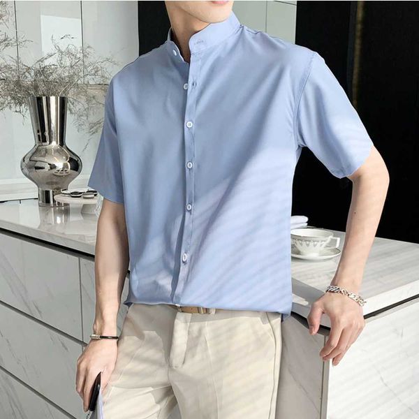 summer loose shirts men solid color short sleeve casual shirt fashion stand-up collar streetwear social party male clothing 210527, White;black
summer loose shirts men solid color short sleeve casual shirt fashion stand-up collar streetwear social party male clothing 210527, White;black