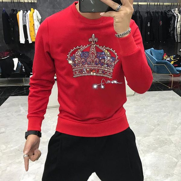 men's hoodies & sweatshirts slim winter shiny crown hoodie diamond thickened sweatshirt fall round neck oversized pullover, Black
men's hoodies & sweatshirts slim winter shiny crown hoodie diamond thickened sweatshirt fall round neck oversized pullover, Black