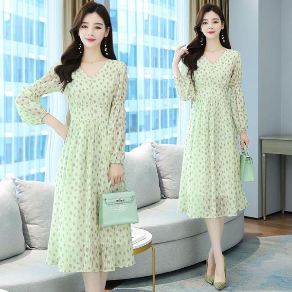 casual dresses autumn dress women spring 2022 french style full sleeve polka dot floral print chiffon v-neck light green, Black;gray
casual dresses autumn dress women spring 2022 french style full sleeve polka dot floral print chiffon v-neck light green, Black;gray