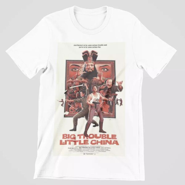 big trouble in little china t-shirt movie poster 80s film retro jack classic tee, White;black
big trouble in little china t-shirt movie poster 80s film retro jack classic tee, White;black