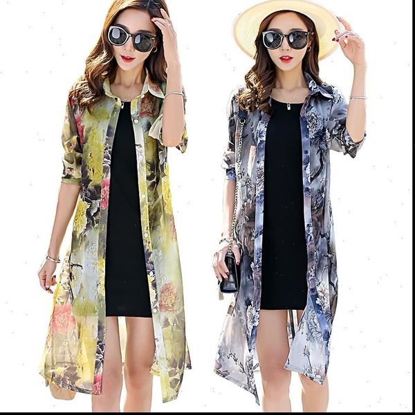 tingyili summer cardigan chiffon women shirt floral print boho long korean elegant ladies, White
tingyili summer cardigan chiffon women shirt floral print boho long korean elegant ladies, White