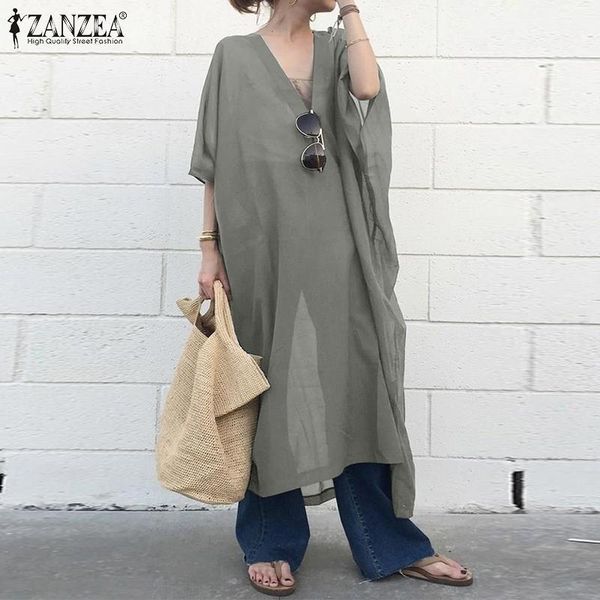 women's blouses & shirts vintage solid summer tunic women long 2022 casual half sleeve blusas female v neck cotton oversized che, White
women's blouses & shirts vintage solid summer tunic women long 2022 casual half sleeve blusas female v neck cotton oversized che, White