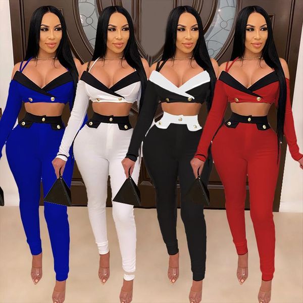 color block patchwork matching women tracksuits 2 piece set spaghetti strap backless crop amp buttons up pencil trouser loungewear, Gray
color block patchwork matching women tracksuits 2 piece set spaghetti strap backless crop amp buttons up pencil trouser loungewear, Gray