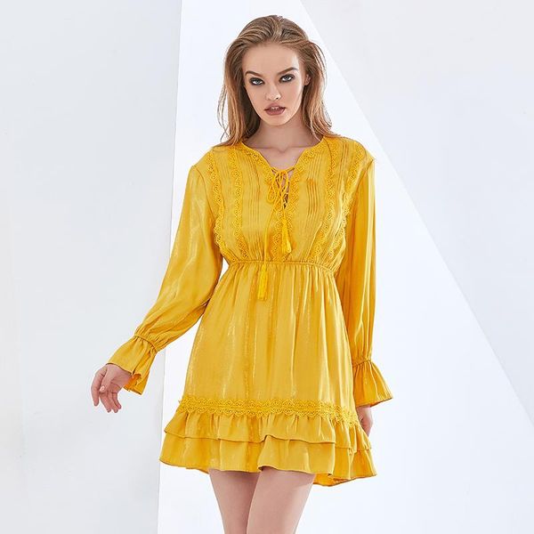 casual dresses bowknot solid women v neck long sleeve high waist lace up female elegant color dress summer, Black;gray
casual dresses bowknot solid women v neck long sleeve high waist lace up female elegant color dress summer, Black;gray