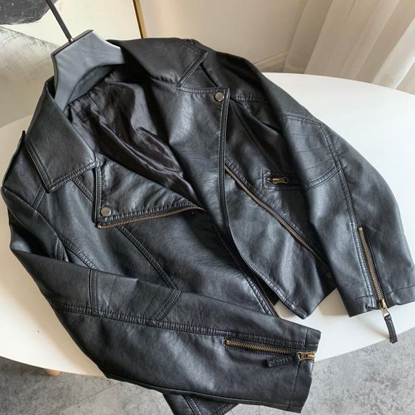 women's fur & faux 2021 spring black pu leather jackets turn-down collar fashion locomotive washed soft short coat
women's fur & faux 2021 spring black pu leather jackets turn-down collar fashion locomotive washed soft short coat