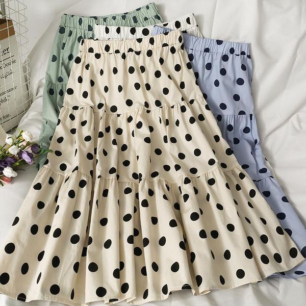 skirts 2021 spring dot high waist women midi skirt, Black