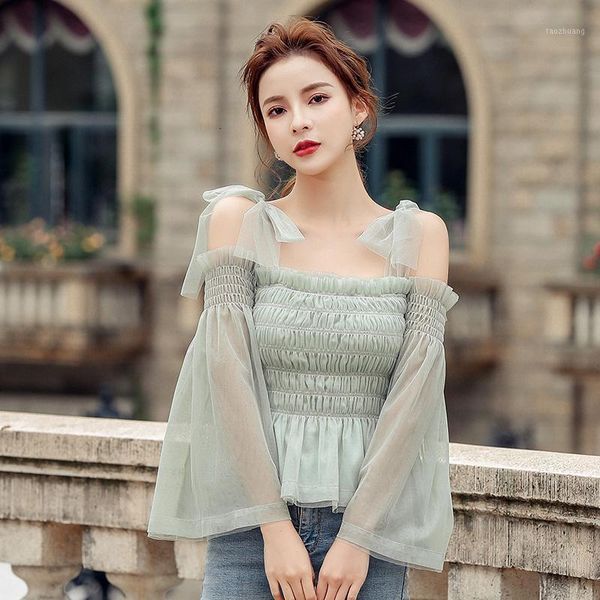 women's blouses & shirts zoki elegant women blouse summer tulle flare sleeve fashion off shoulder ladies european elastic female 1 dcm, White
women's blouses & shirts zoki elegant women blouse summer tulle flare sleeve fashion off shoulder ladies european elastic female 1 dcm, White