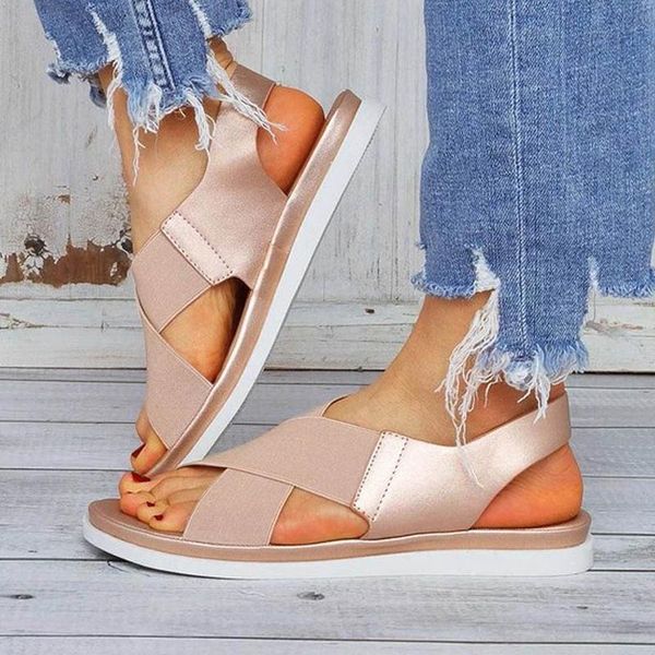 sandals women elastic band cross woman ankle strap casual flats 2021 ladies beach shoes summer female footwear big size 42, Black 
sandals women elastic band cross woman ankle strap casual flats 2021 ladies beach shoes summer female footwear big size 42, Black