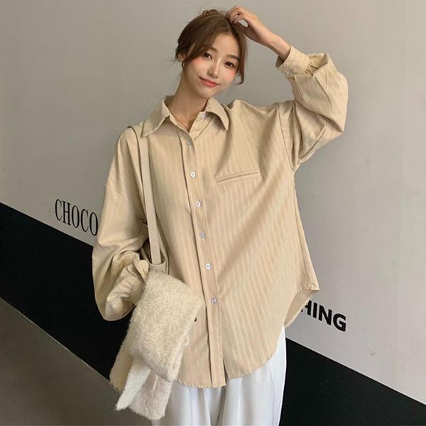 women's blouses & shirts plus size striped 2021 spring summer casual loose blouse long sleeve blusas mujer, White
women's blouses & shirts plus size striped 2021 spring summer casual loose blouse long sleeve blusas mujer, White