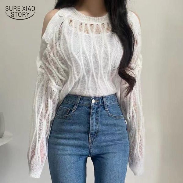 women's blouses & shirts 2021 girl button woman blouse korean strapless hollow ladies shirt long-sleeved solid sweater female blusas mu, White
women's blouses & shirts 2021 girl button woman blouse korean strapless hollow ladies shirt long-sleeved solid sweater female blusas mu, White