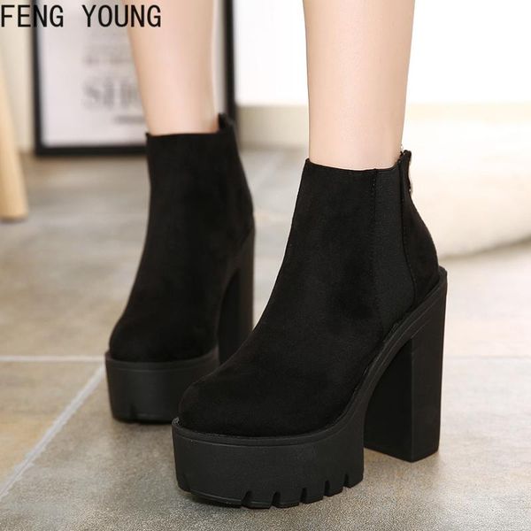 boots ladies fashion black ankle for women thick heels spring autumn flock platform shoes high zipper
boots ladies fashion black ankle for women thick heels spring autumn flock platform shoes high zipper