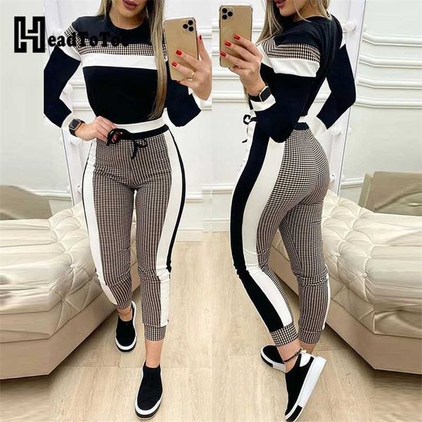 colorblock plaid striped long sleeve tape & drawstring pants set casual basic women two piece 211105, White
colorblock plaid striped long sleeve tape & drawstring pants set casual basic women two piece 211105, White