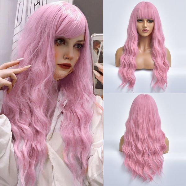cosplay pink long wave colored hair synthetic wigs for white women with bangs natural daily heat resistant female fiber wig, Black
cosplay pink long wave colored hair synthetic wigs for white women with bangs natural daily heat resistant female fiber wig, Black