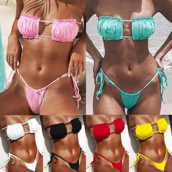 women's swimwear bikinis female micro folds women bikini set bandge swimming suit beach holiday white swimsuit, White;black
women's swimwear bikinis female micro folds women bikini set bandge swimming suit beach holiday white swimsuit, White;black