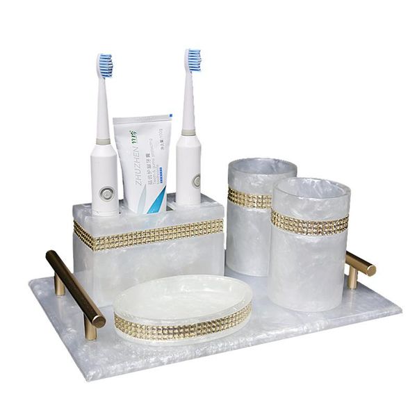 bath accessory set nordic rhinestone toothbrush holder soap dish bathroom five-piece with tray couple mouthwash cup sotton swab box tissue
bath accessory set nordic rhinestone toothbrush holder soap dish bathroom five-piece with tray couple mouthwash cup sotton swab box tissue