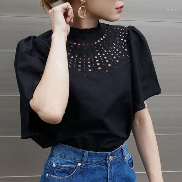 women's blouses & shirts 2021 summer japanese style solid color temperament simplicity thin embroidered blouse fashion round neck puff, White
women's blouses & shirts 2021 summer japanese style solid color temperament simplicity thin embroidered blouse fashion round neck puff, White