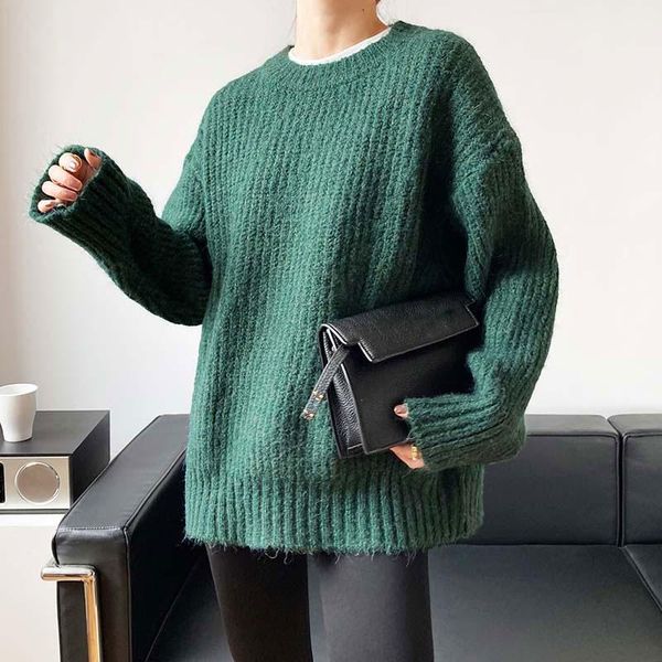 women sweater and pullovers long sleeve soft mohair pullover loose warm thick pull femme streetwear women's sweaters, White;black
women sweater and pullovers long sleeve soft mohair pullover loose warm thick pull femme streetwear women's sweaters, White;black
