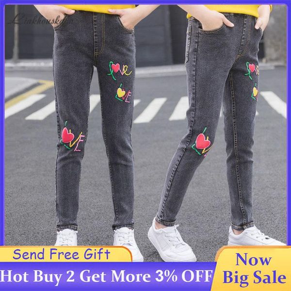 girls jeans kids love print elastic waist pants teens fashion slim trousers high feet pencil, Blue
girls jeans kids love print elastic waist pants teens fashion slim trousers high feet pencil, Blue