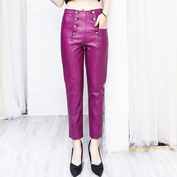 women's pants & capris female fashion high-riese leather pencil spring lamb genuine ninth trousers c550, Black;white
women's pants & capris female fashion high-riese leather pencil spring lamb genuine ninth trousers c550, Black;white