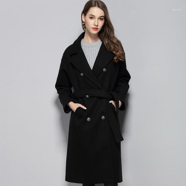 women's wool & blends loosen coat women winter long clothes thick and turn-down collar soft femal top, Black
women's wool & blends loosen coat women winter long clothes thick and turn-down collar soft femal top, Black