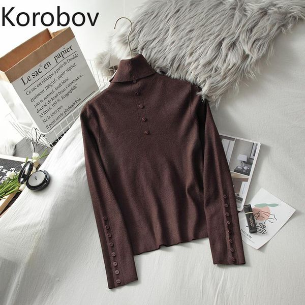 women's sweaters korobov korean streetwear turtleneck long sleeve pullovers vintage harajuku chic button 2021 autumn winter sueter muje, White;black
women's sweaters korobov korean streetwear turtleneck long sleeve pullovers vintage harajuku chic button 2021 autumn winter sueter muje, White;black