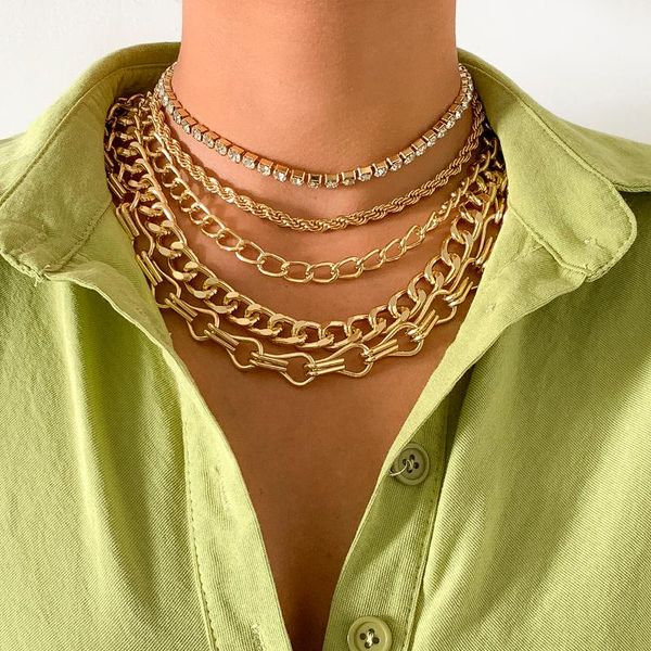 chokers 5pcs/set punk statement short collar clavicle chain choker necklace for women men multi layer curb cuban link jewelry gift, Golden;silver
chokers 5pcs/set punk statement short collar clavicle chain choker necklace for women men multi layer curb cuban link jewelry gift, Golden;silver