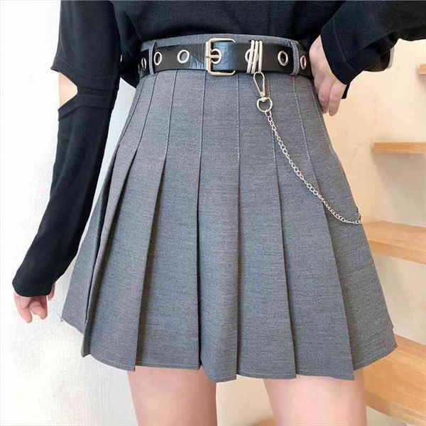 summer punk style pleated korean womens skirts high waist a-line harajuku solid mini with belt female, Black
summer punk style pleated korean womens skirts high waist a-line harajuku solid mini with belt female, Black