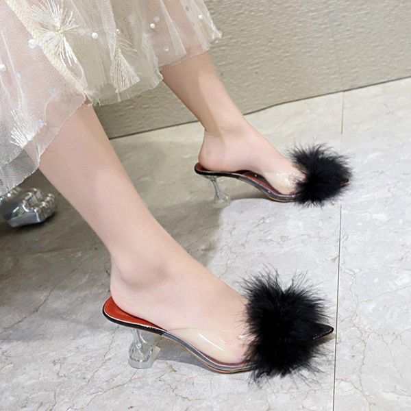 sandals summer fashion plush transparent pointed high heel 2021 party beach outdoor female furry slippers, Black
sandals summer fashion plush transparent pointed high heel 2021 party beach outdoor female furry slippers, Black