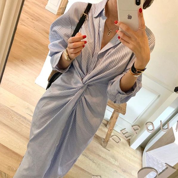 party dresses spring / summer 2021 women's knee crossed skirt, casual shirt, blue, retro, stripe, White;black
party dresses spring / summer 2021 women's knee crossed skirt, casual shirt, blue, retro, stripe, White;black