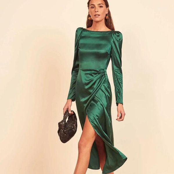 elegant puff sleeve long split dresses women party club slash neck satin ruched ladies dress streetwear outfits high waist 2021 casual, Black;gray
elegant puff sleeve long split dresses women party club slash neck satin ruched ladies dress streetwear outfits high waist 2021 casual, Black;gray